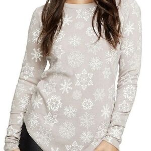 Chaser Sparkle Waffle Knit Pink Lilac Thermal Top, Size M